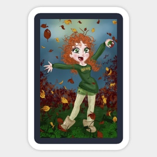 Fun Ginger Autumn Obsessed Girl Sticker